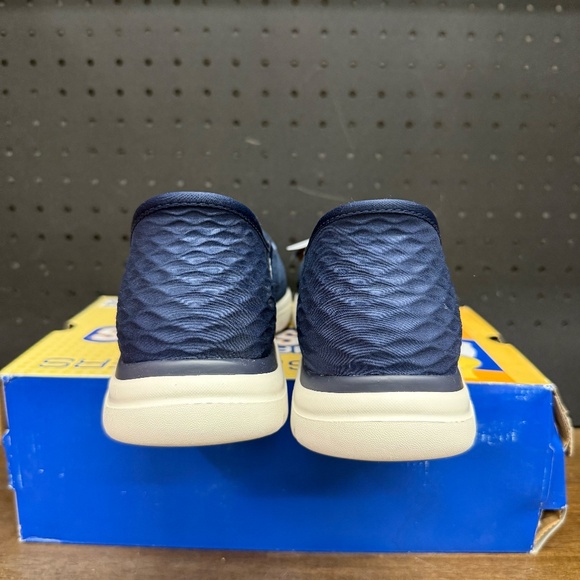 New W/ Damaged Box! Womens Skechers Air Cooled Memory Foam Navy Slip Ins Size 11 - Picture 4 of 5